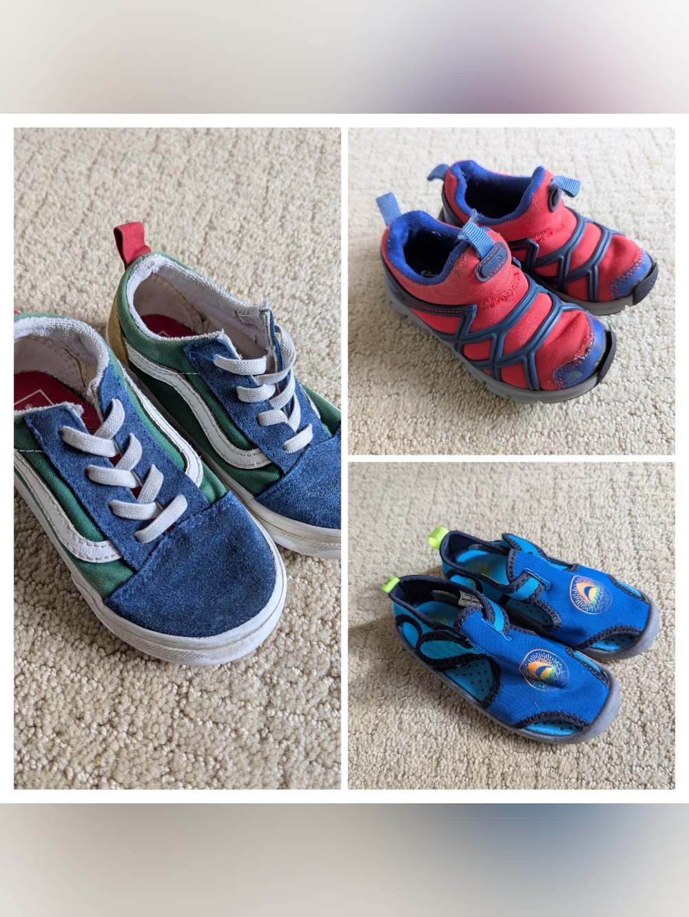 Boys Shoes Bundle Vans Old Skool 9.5C North Face 9C Sneakers Oshkosh Sandals 10